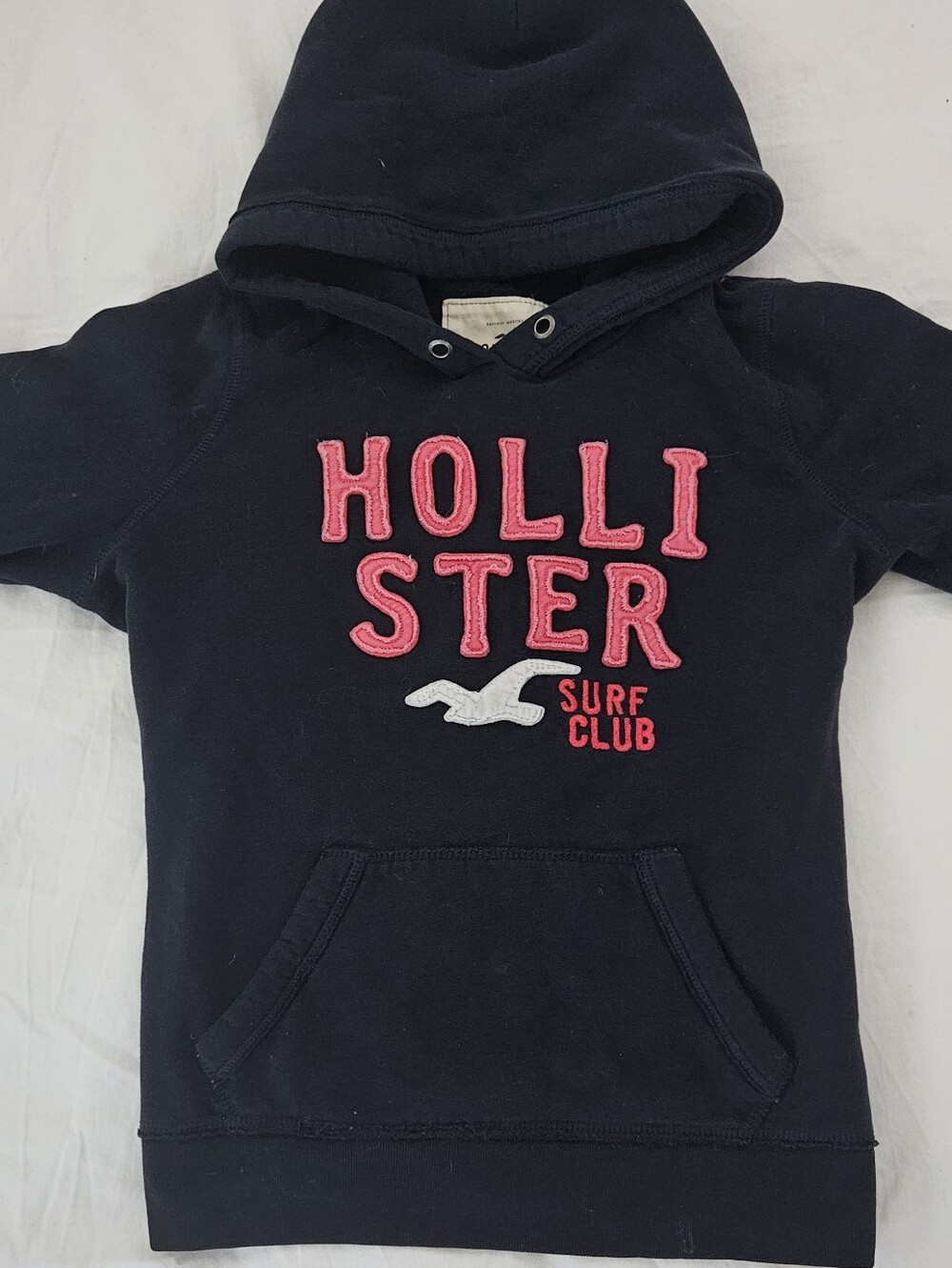 Y2k Hollister Navy Hoodie with Pink Logo